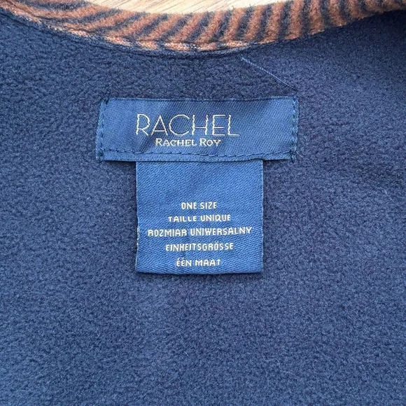 Rachel Roy Plaid Fringe Poncho Wrap Cape Shawl – Neutral Colorblock OS - Picture 4 of 10